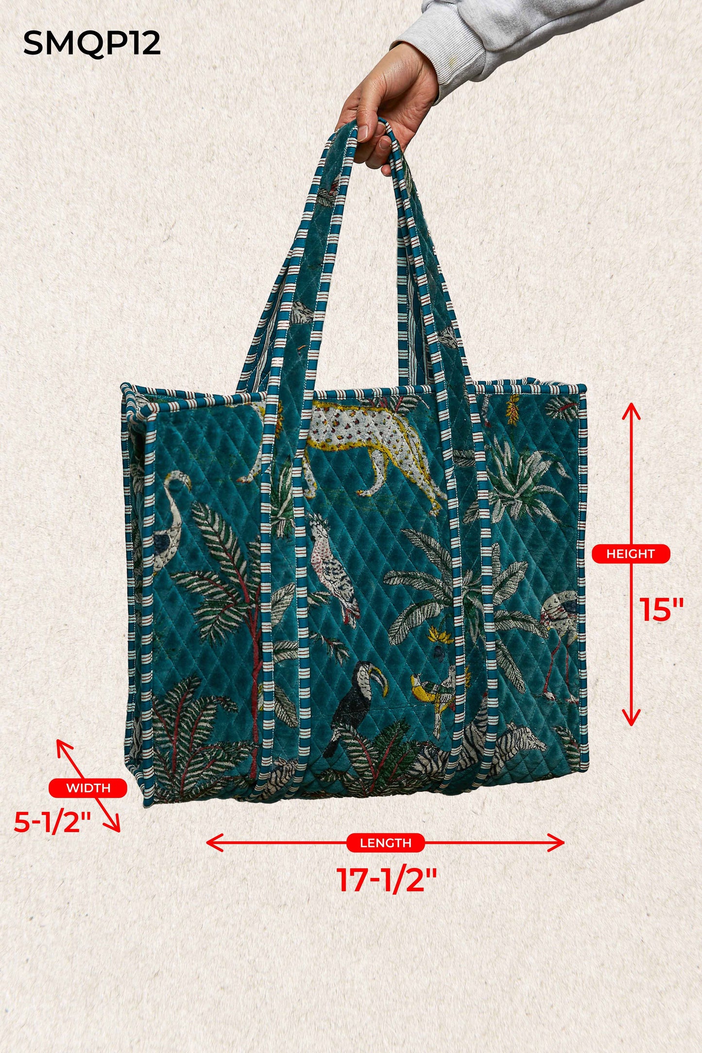 Quilted Large Everyday Tote Bag-POL
