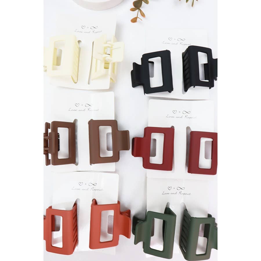 Matte Small Cut Out Rectangle Hair Claw