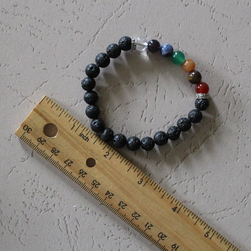 Seven Chakra Bracelet with Lava Beads 8mm