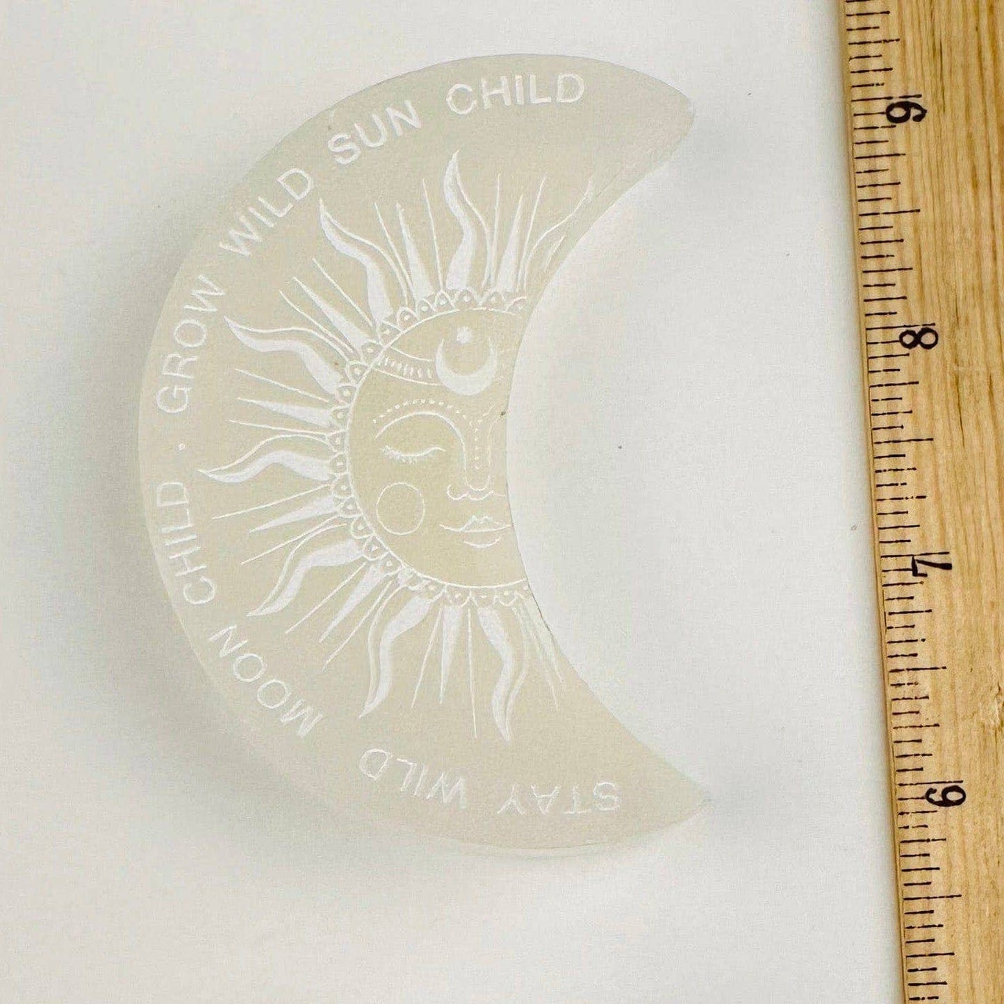 Selenite Moon Crystal Charging Plate - Sun and Moon Design