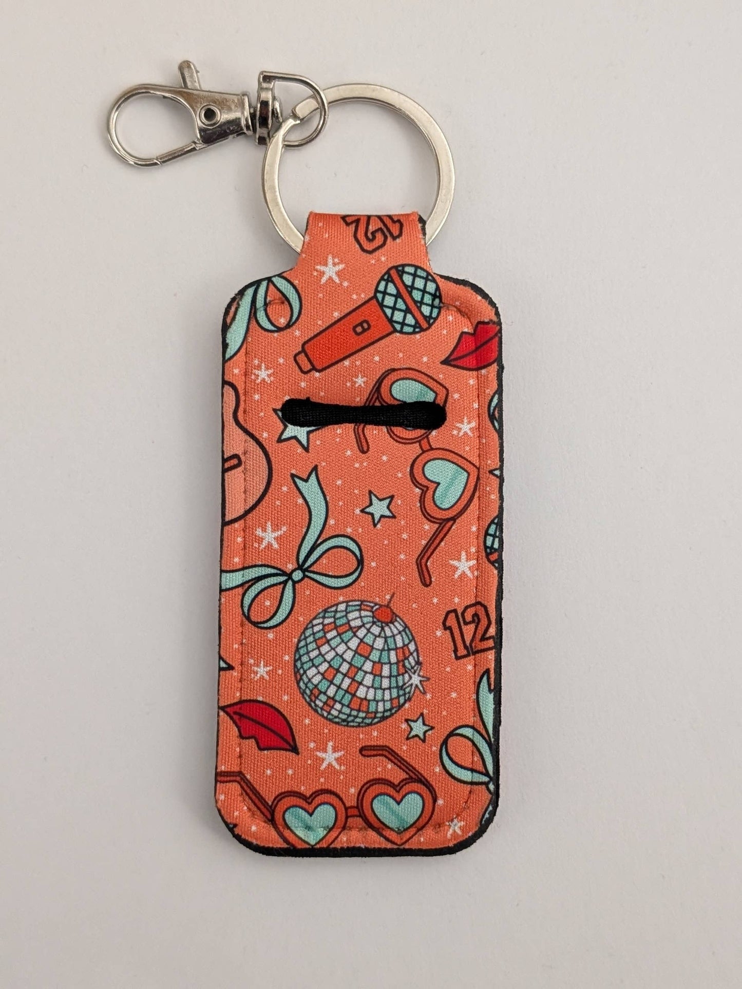 Orange Show Doodle Lip Balm Chapstick Keychain Holder