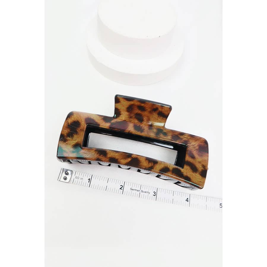 Assorted Leopard Print Rectangle Hair Claw-Random