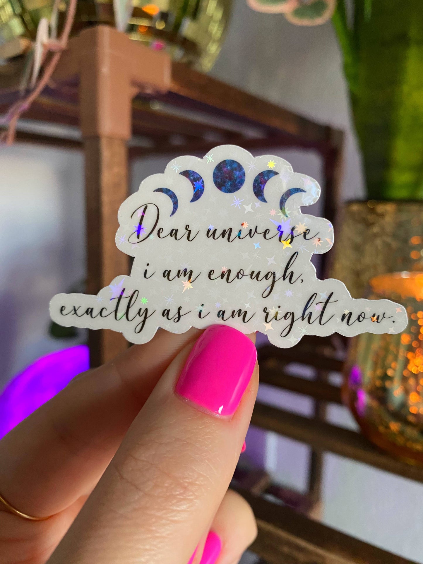 Celestial moon universe sticker (holographic)