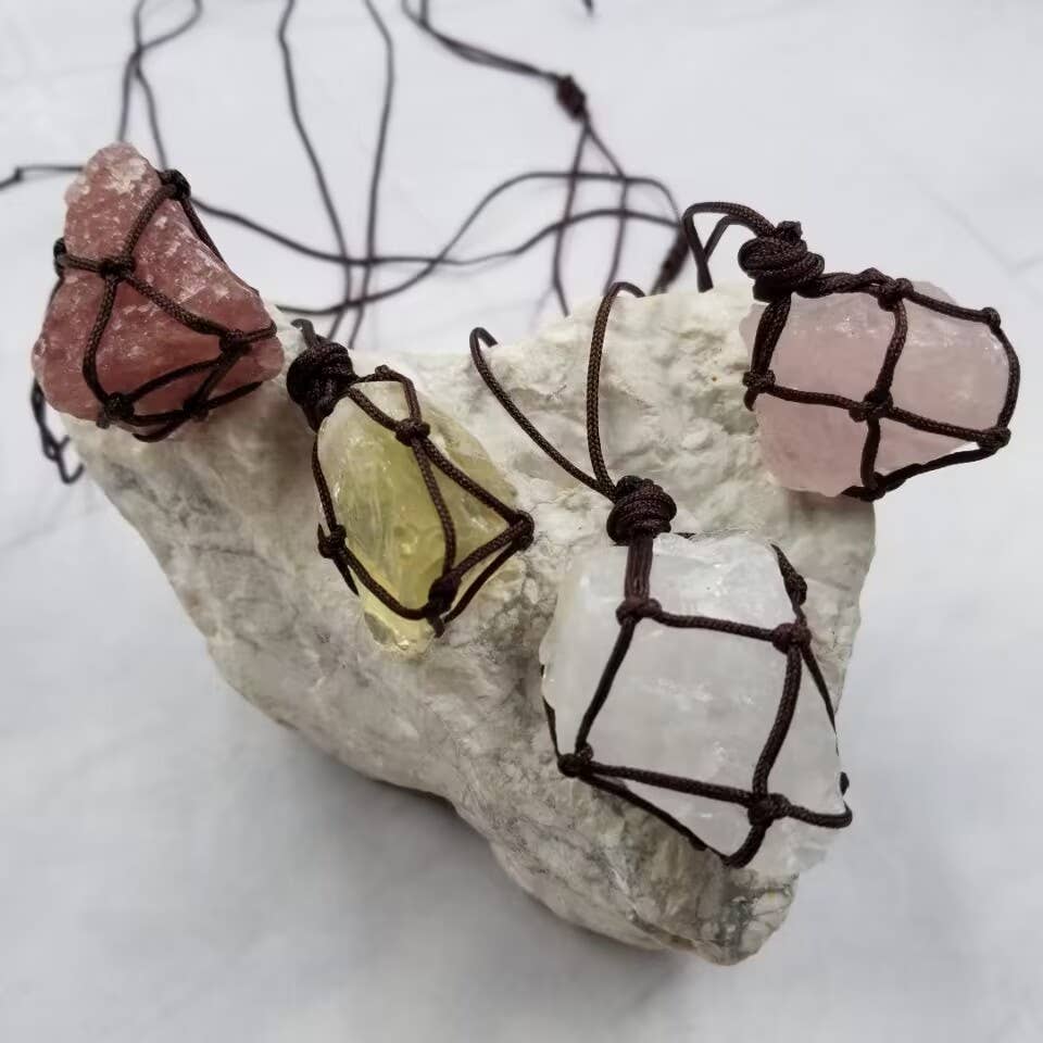 Natural Crystal Interchangable Cage Necklaces