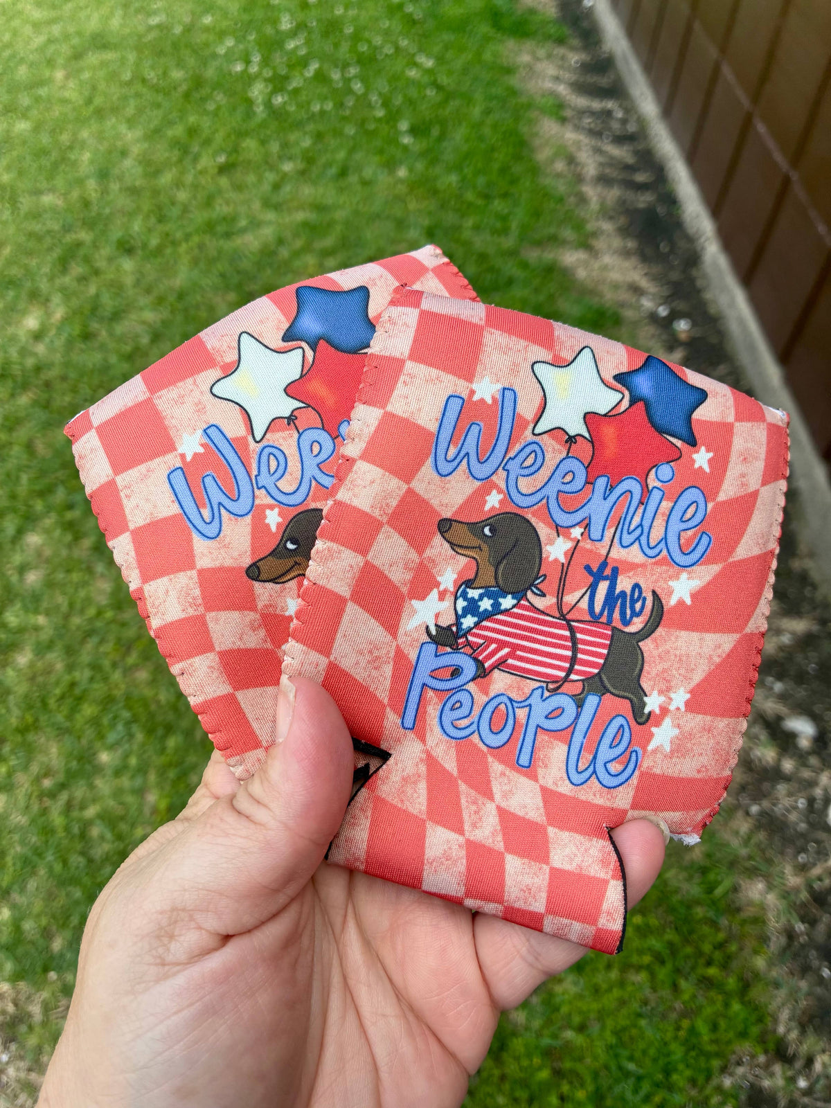 Weenie the people 4th of July koozies