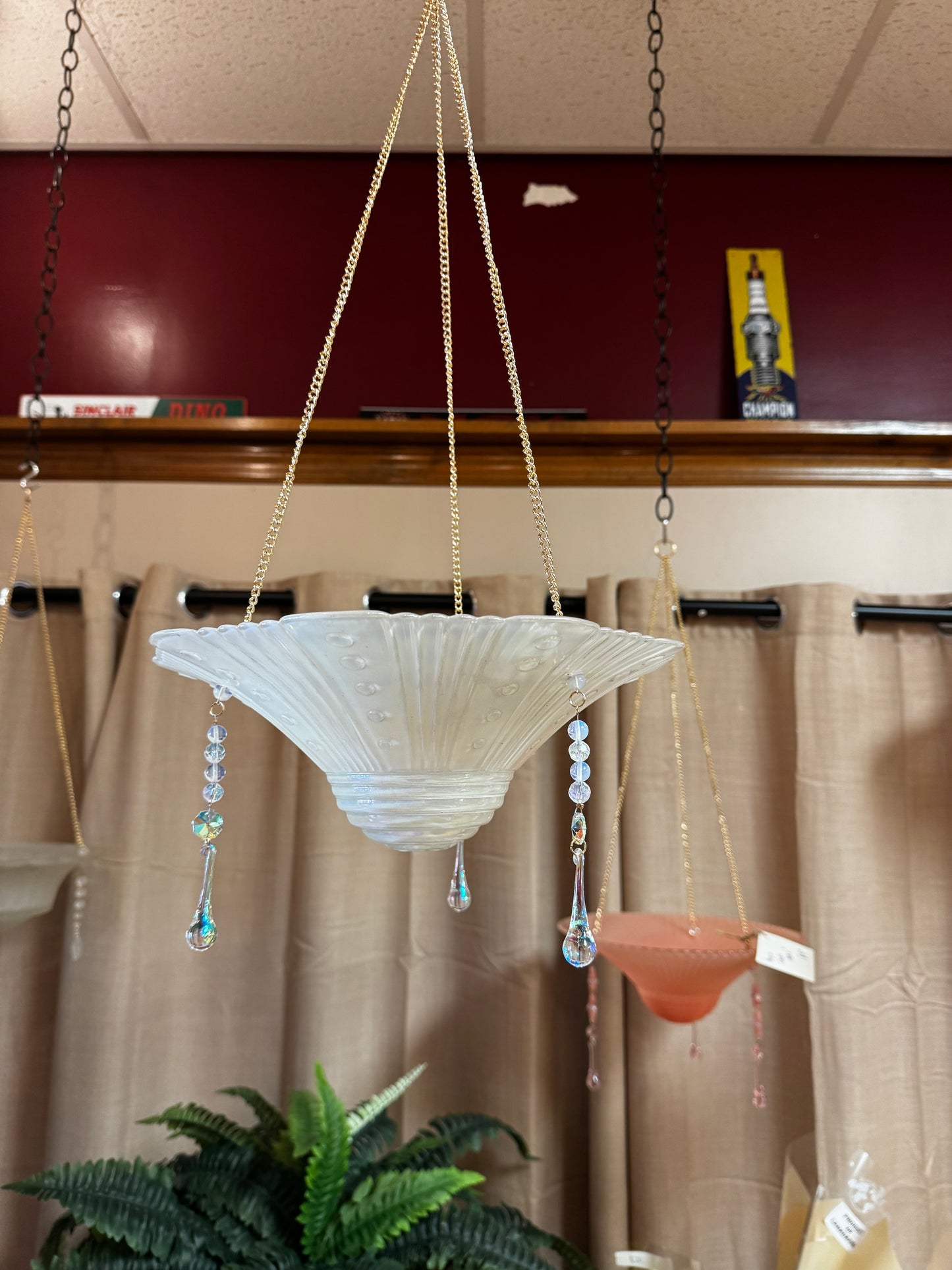 Vintage Shade Hanging Candle Holder - White Bubble