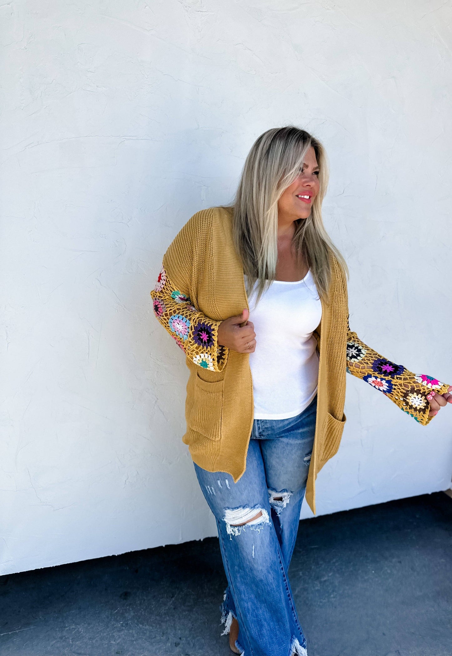 CROCHET SLEEVE CARDIGAN