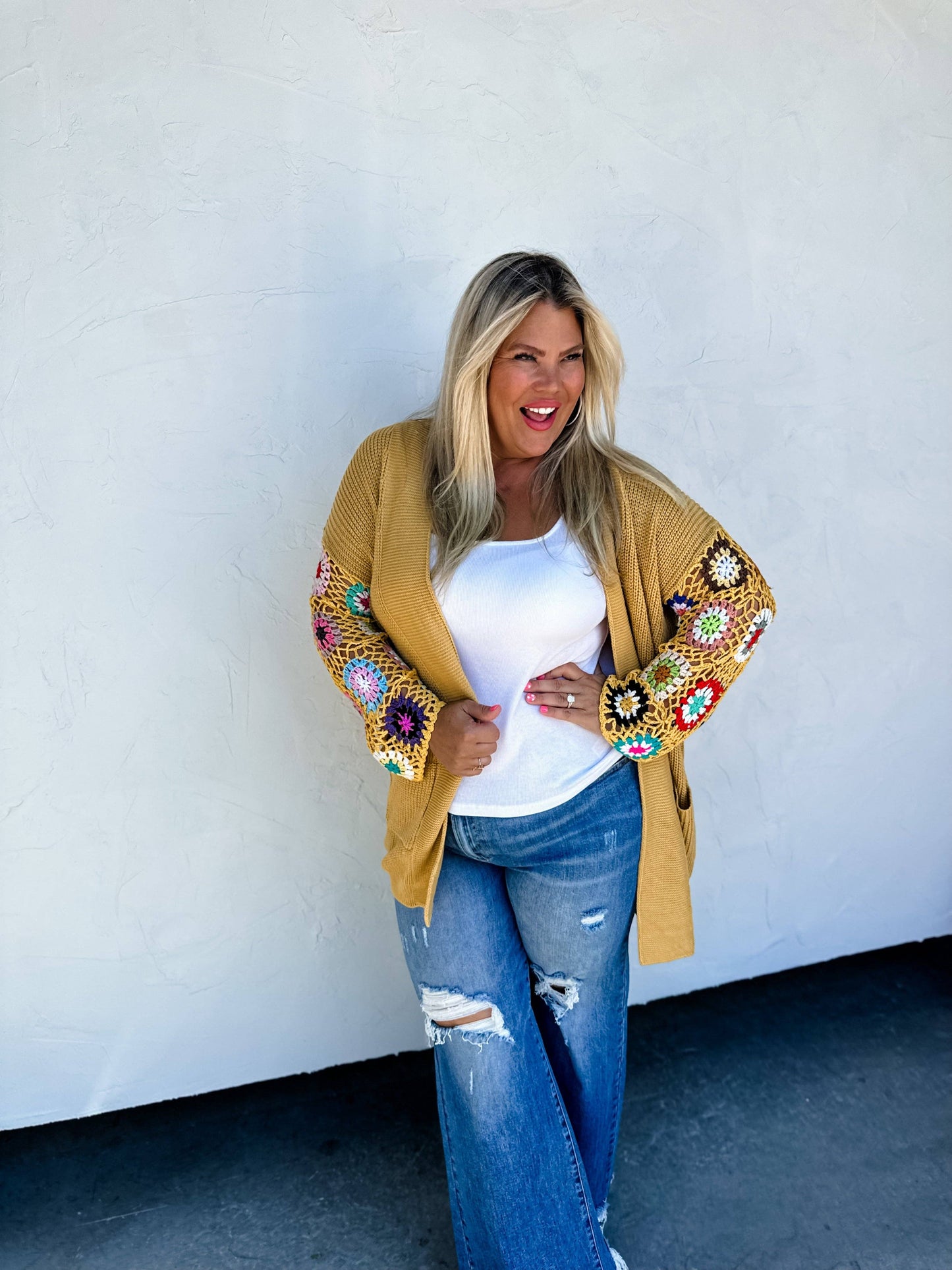 CROCHET SLEEVE CARDIGAN