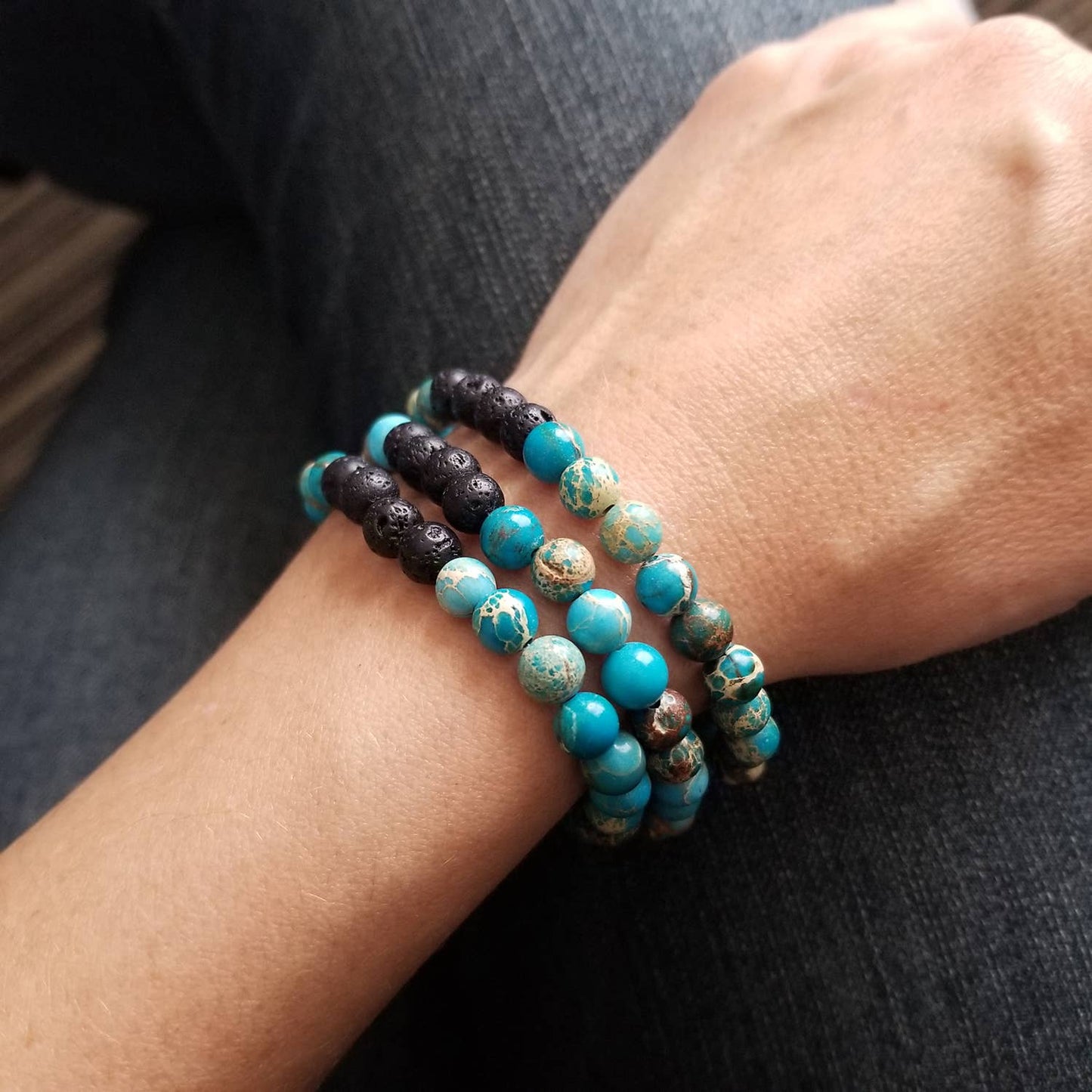 Blue Planet Aroma Bracelet - Handmade Lava Stone Bracelet