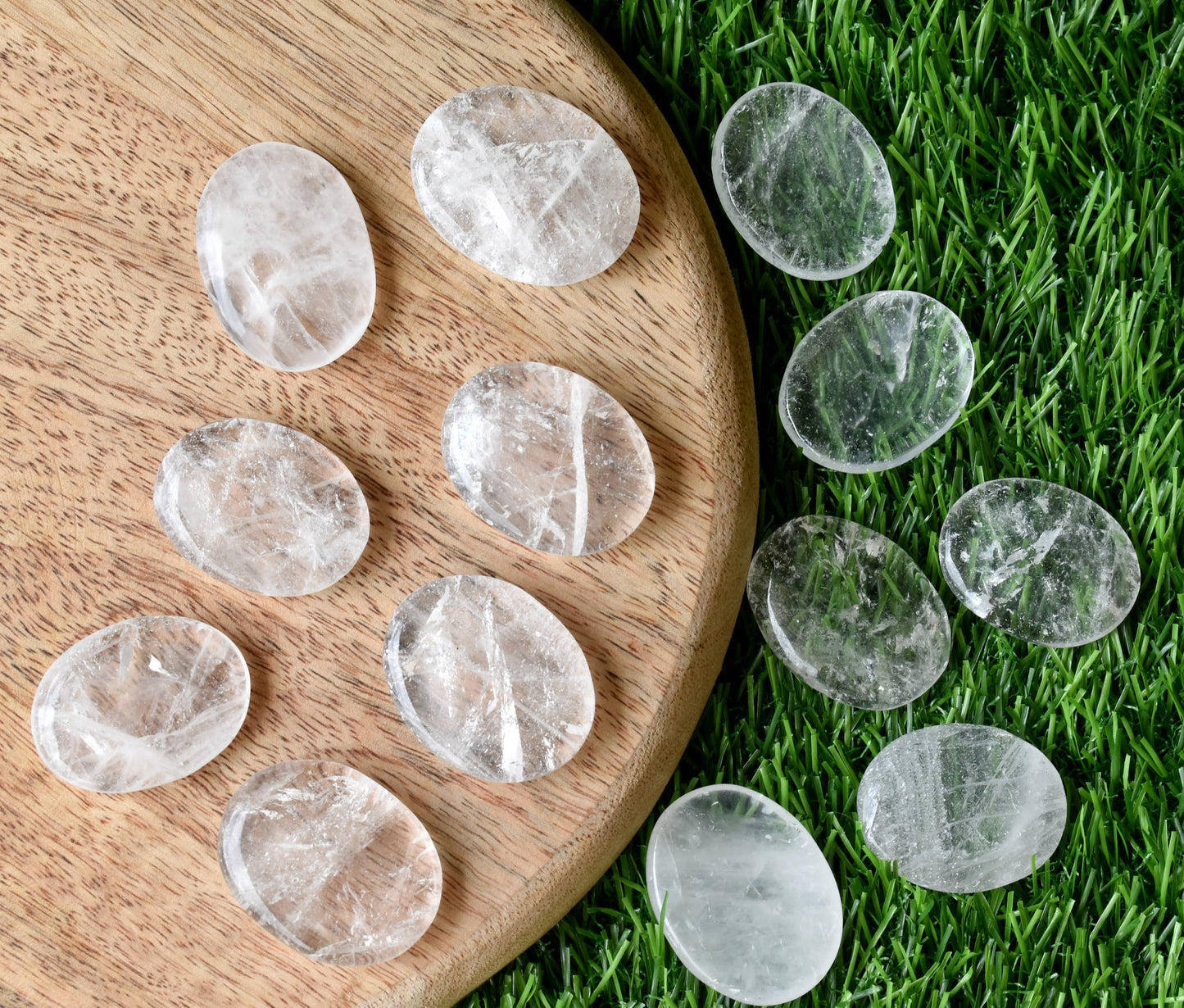 Crystal Quartz Worry Stone, Natural Palm Stone