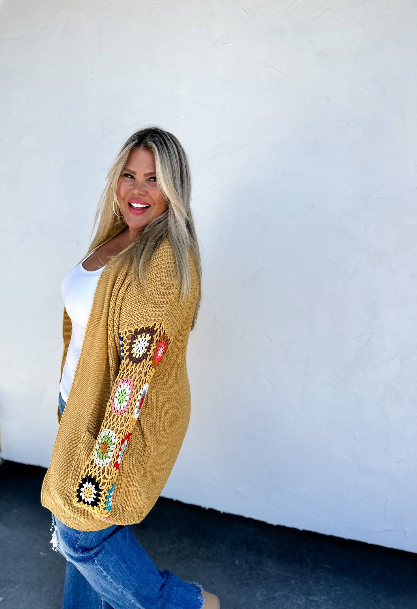 CROCHET SLEEVE CARDIGAN