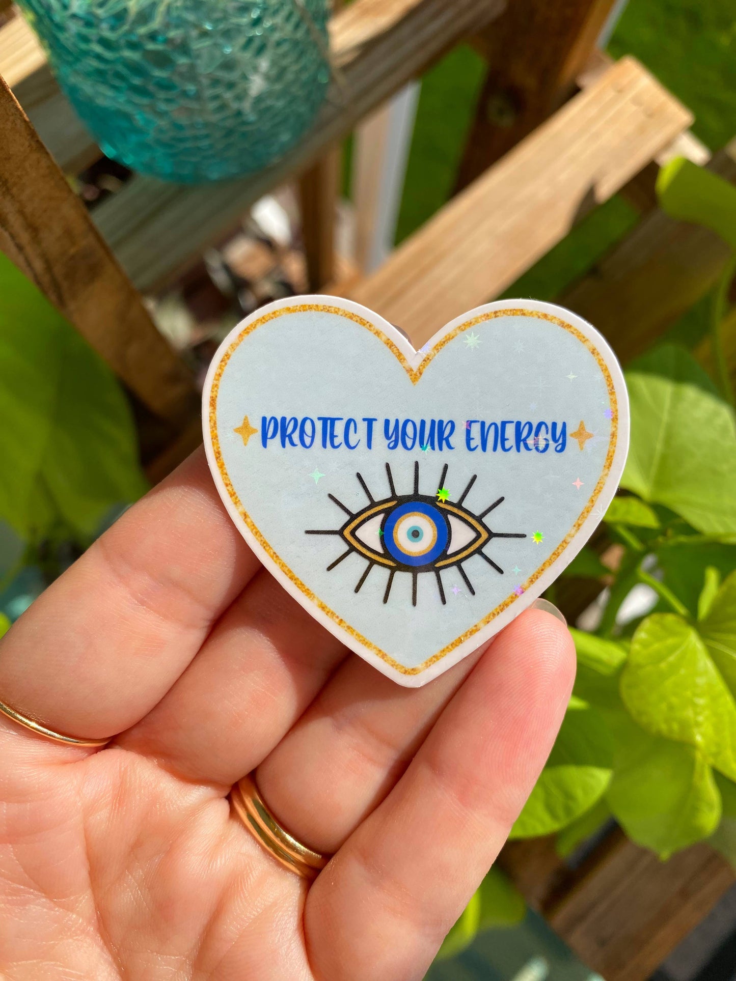 Protect your energy evil eye sticker (holographic)