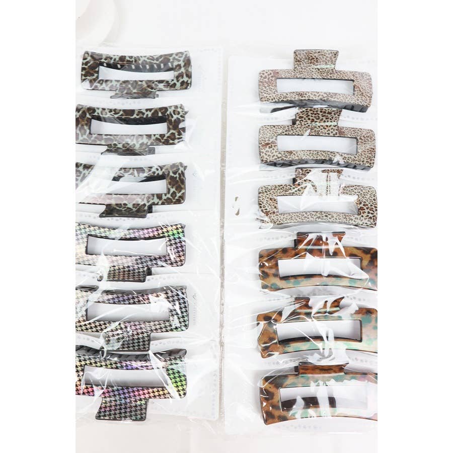 Assorted Leopard Print Rectangle Hair Claw-Random