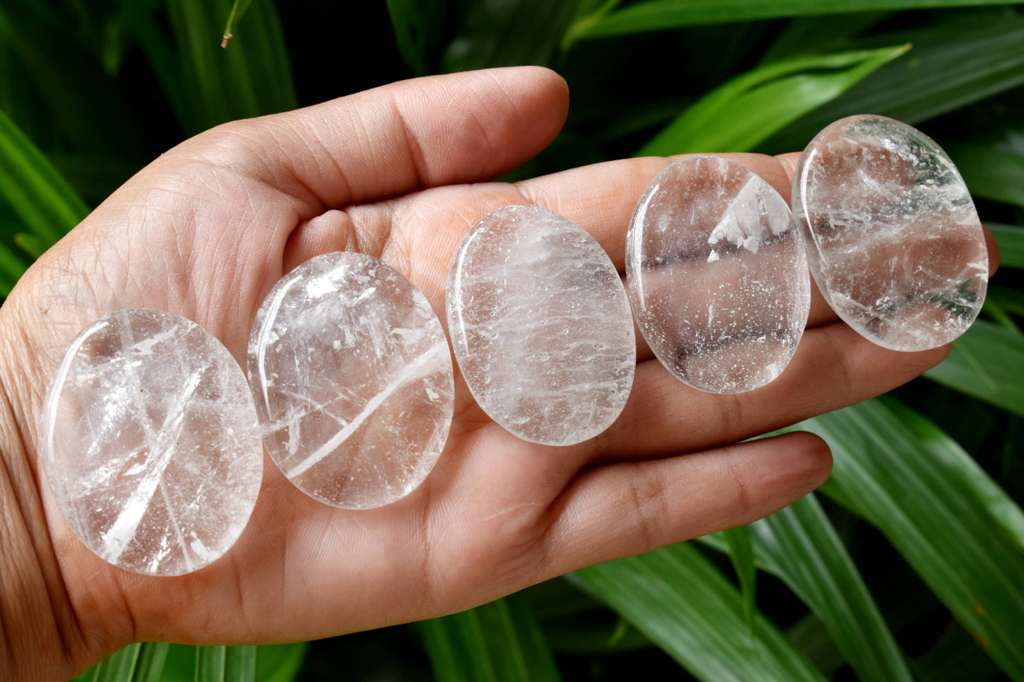 Crystal Quartz Worry Stone, Natural Palm Stone