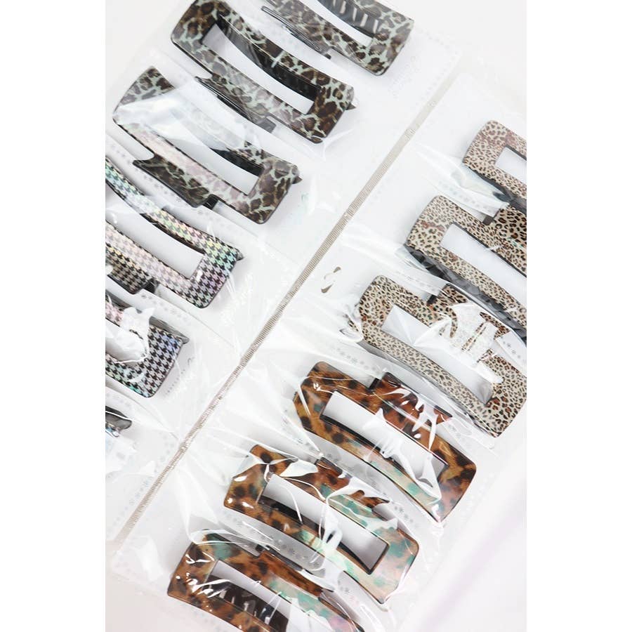 Assorted Leopard Print Rectangle Hair Claw-Random