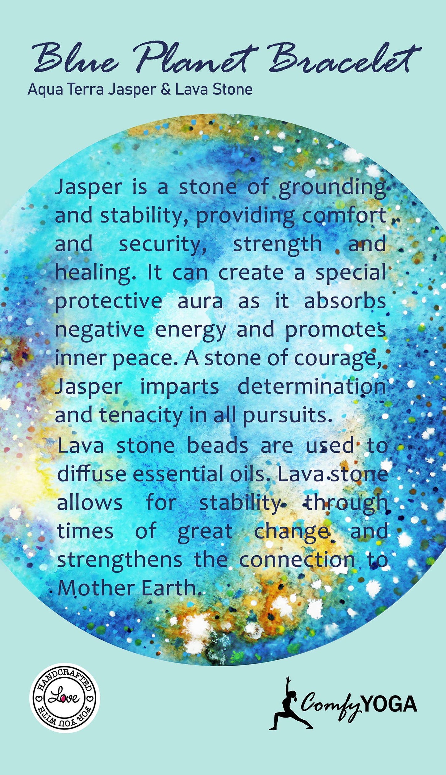 Blue Planet Aroma Bracelet - Handmade Lava Stone Bracelet