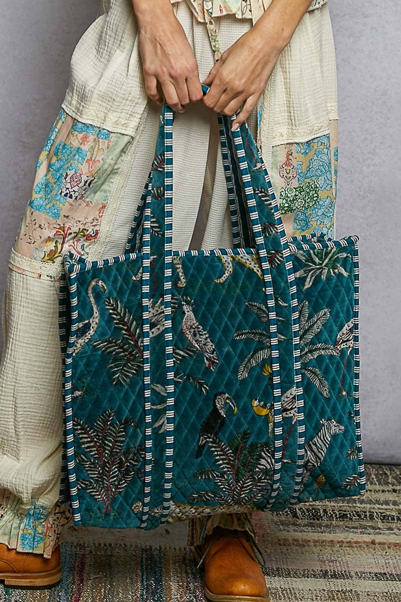 Quilted Large Everyday Tote Bag-POL