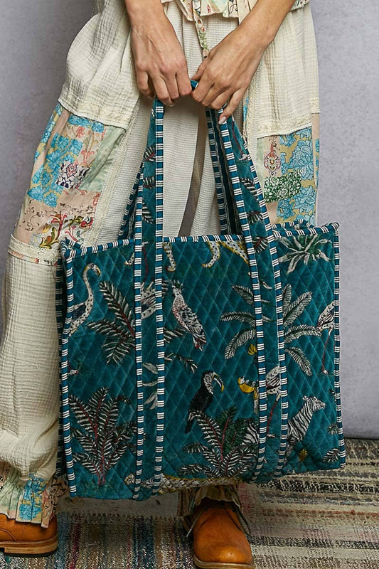 Quilted Large Everyday Tote Bag-POL