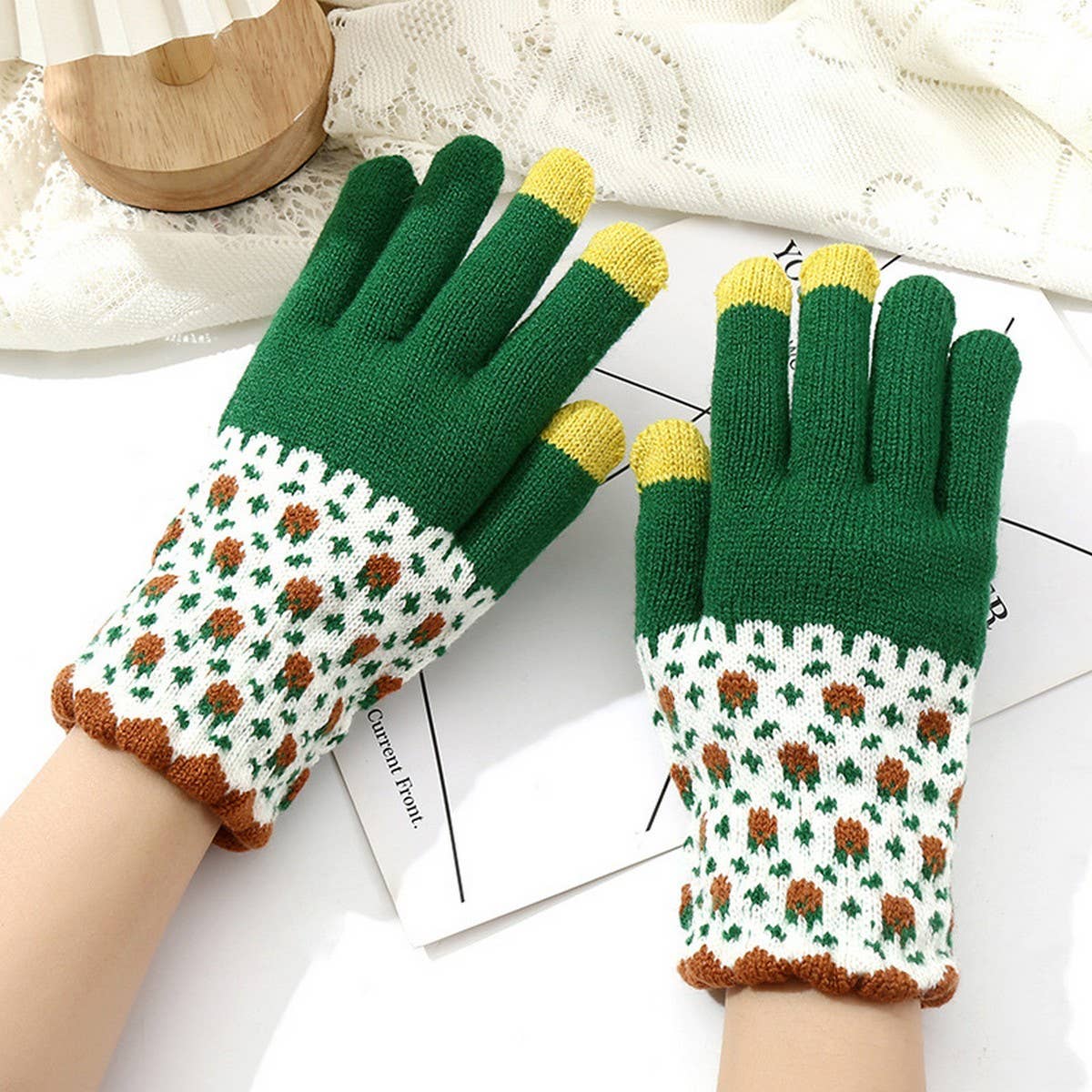 Cute Knit Gloves for Women – Touchscreen Warm