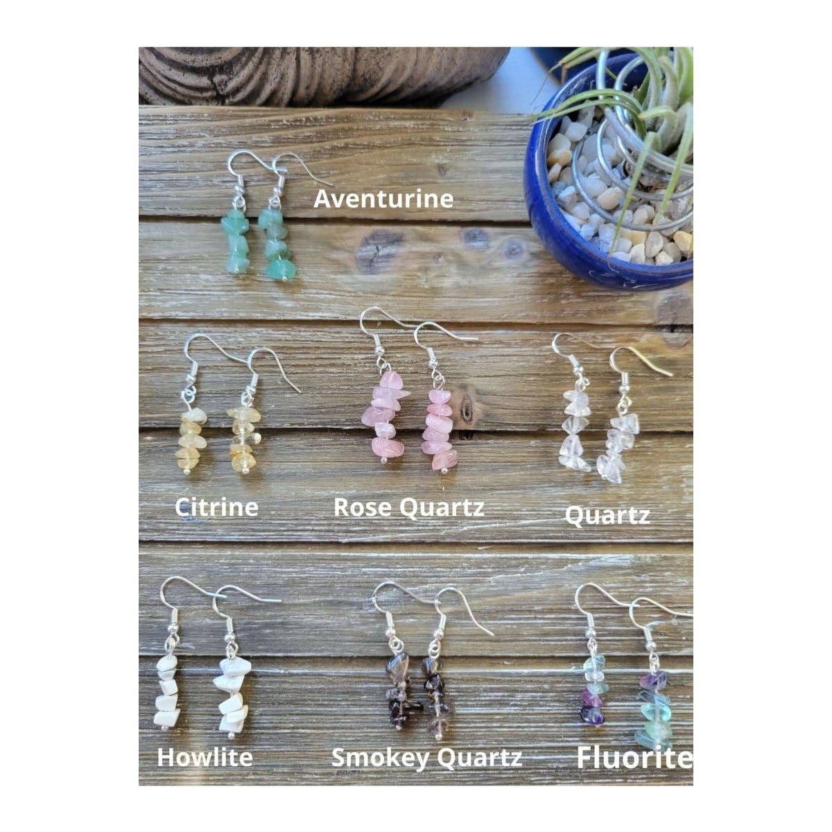 Crystal Earrings ,Stacked Stone Drop Earrings Bohemian Style