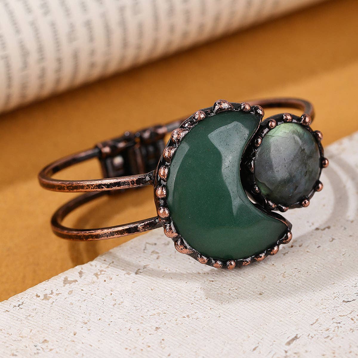Star Moon Element Natural Stone Craft Bangle