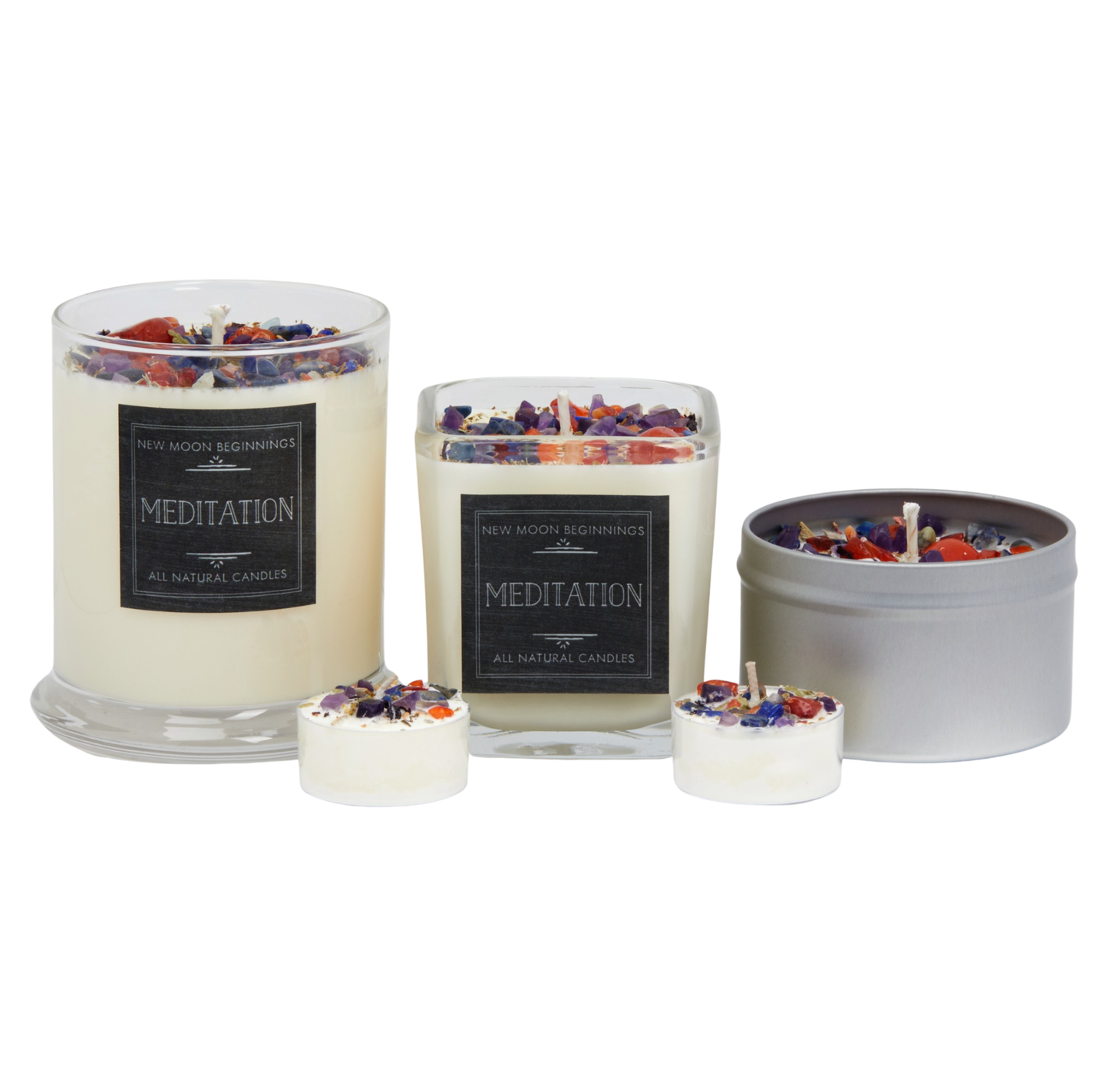 Meditation Candle - Herb, Flower, & Crystal Candles