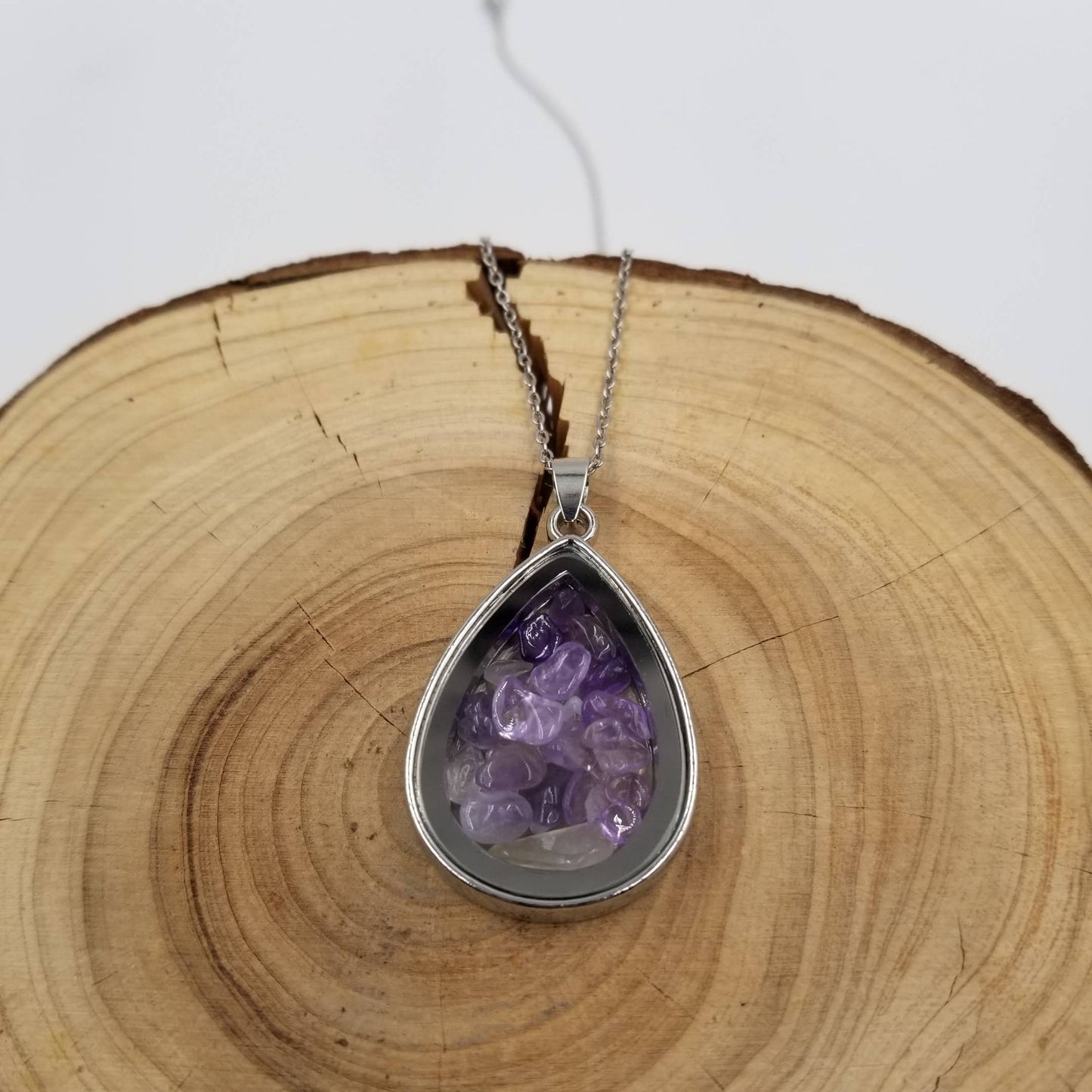 Natural Crushed Stone Wishing Necklace
