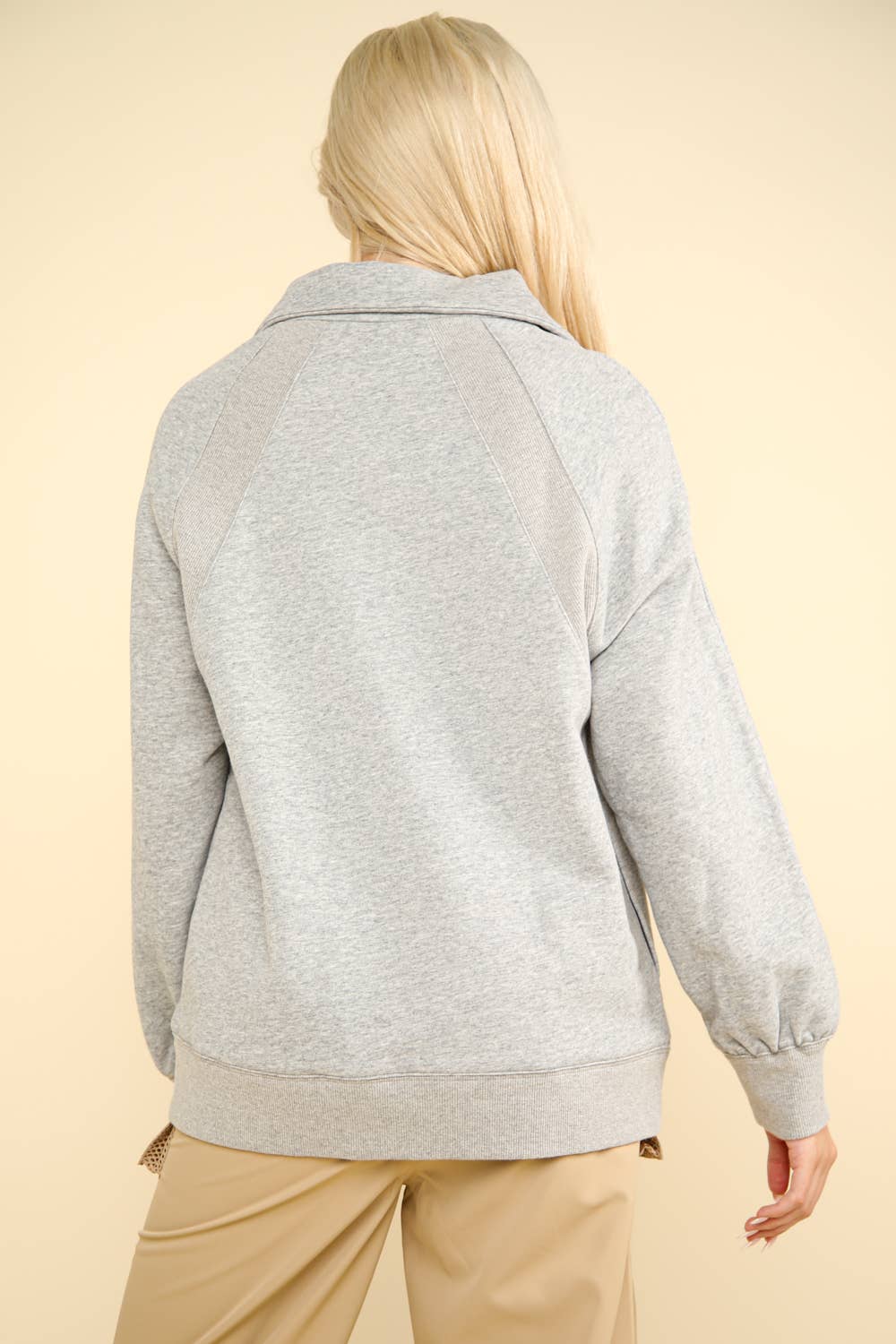 NT11849-Oversized Sweatshirt Henley Knit Top