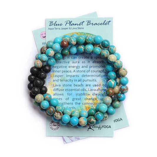 Blue Planet Aroma Bracelet - Handmade Lava Stone Bracelet