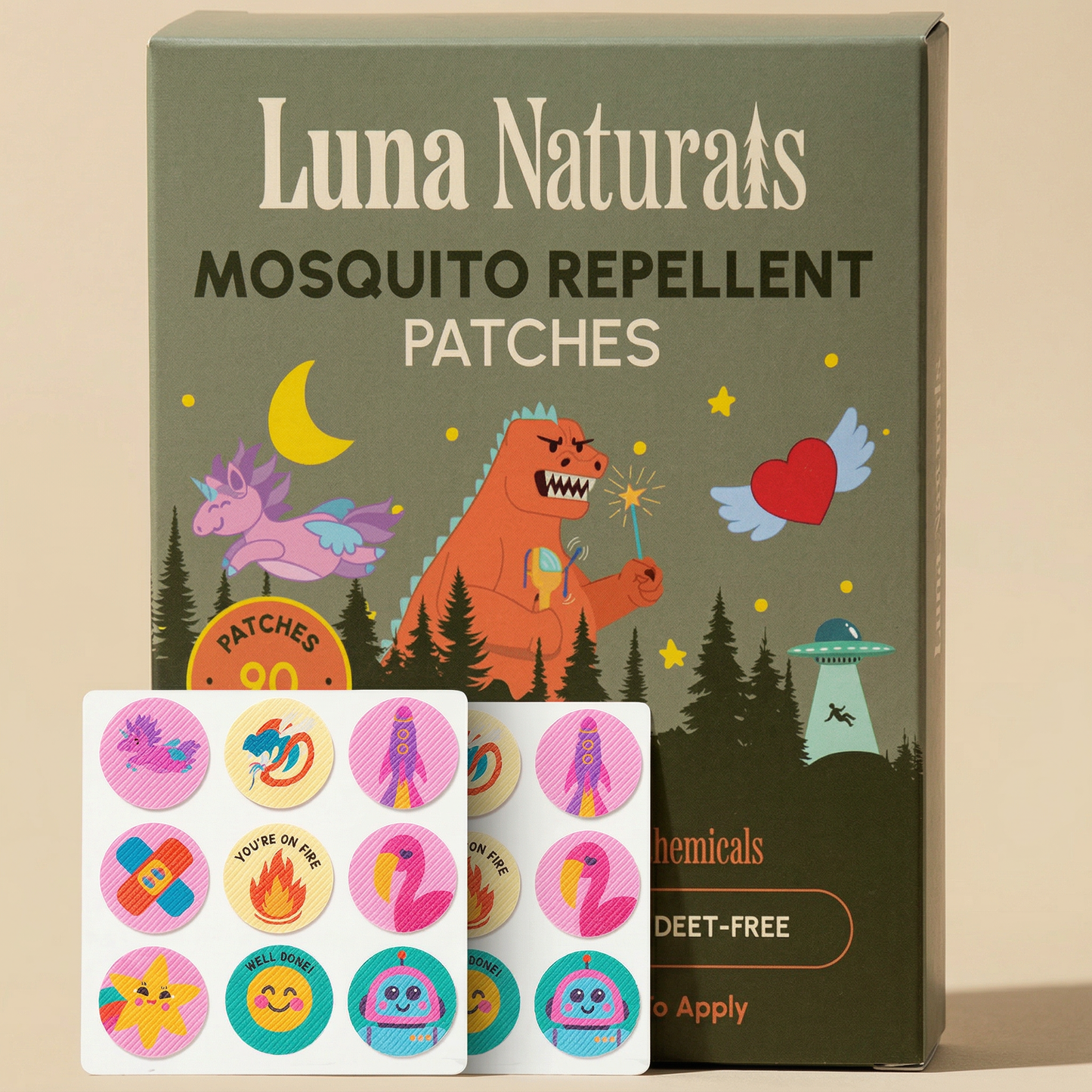 Kids Mosquito Repellent Patches | Fresh & Herbal | 90 Pack