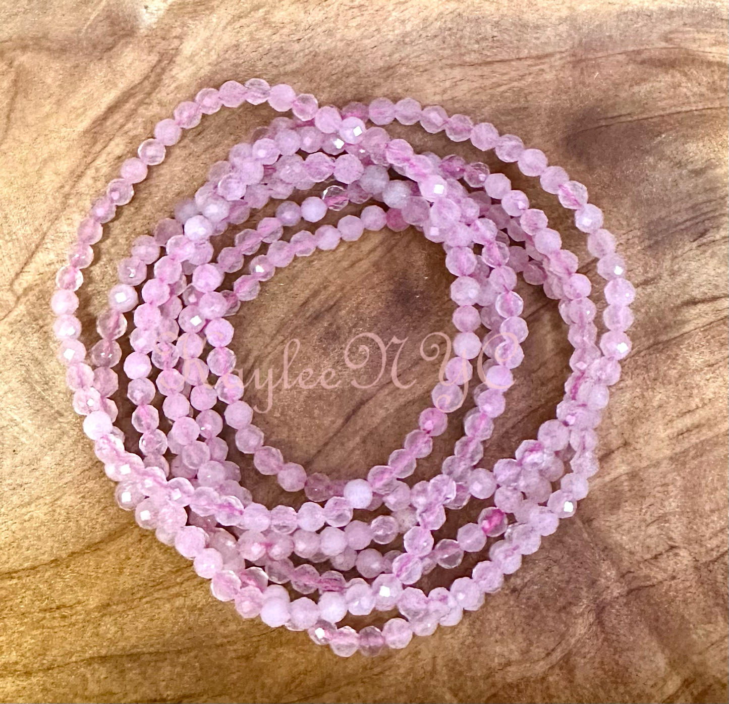 Natural Rose Quartz 4mm Faceted 7.5”Crystal Bracelet
