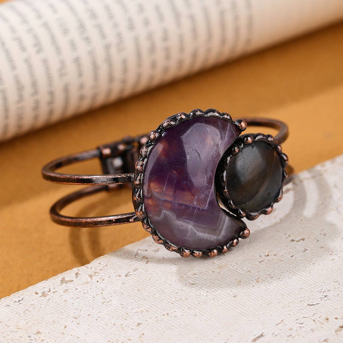 Star Moon Element Natural Stone Craft Bangle
