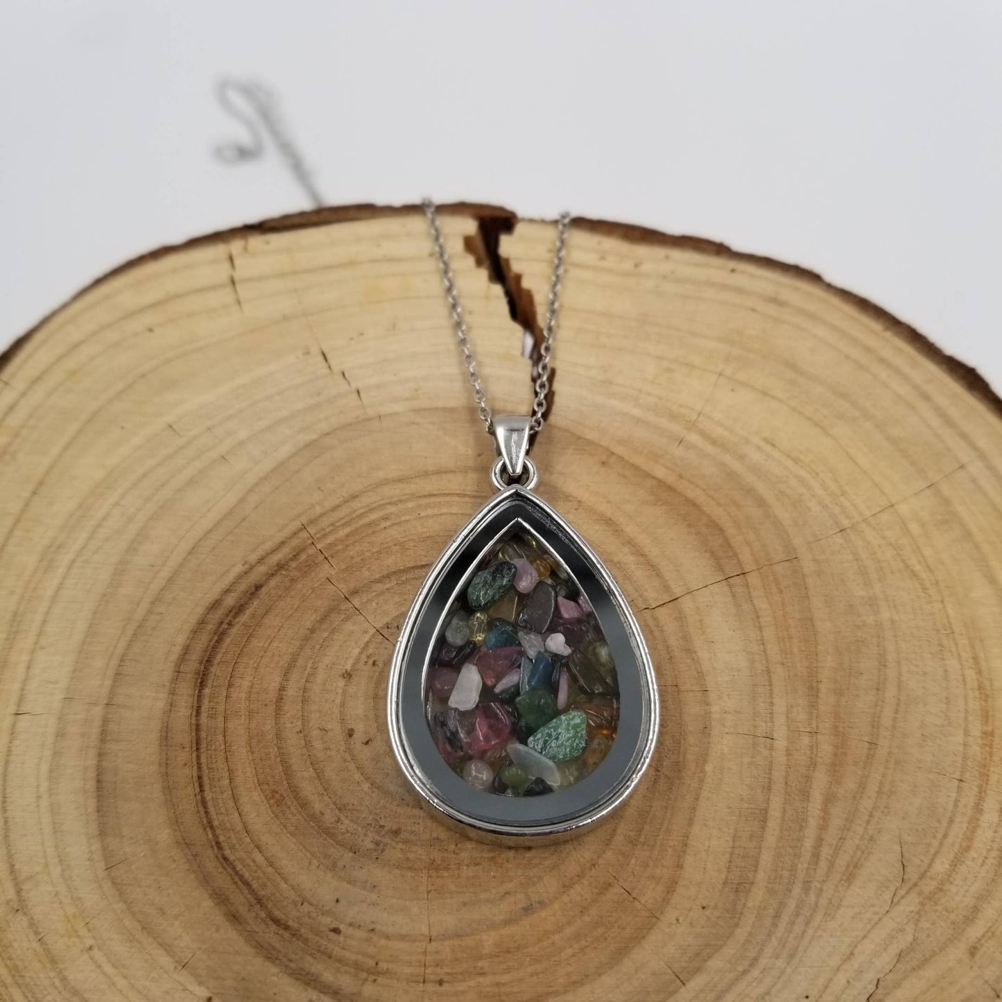 Natural Crushed Stone Wishing Necklace