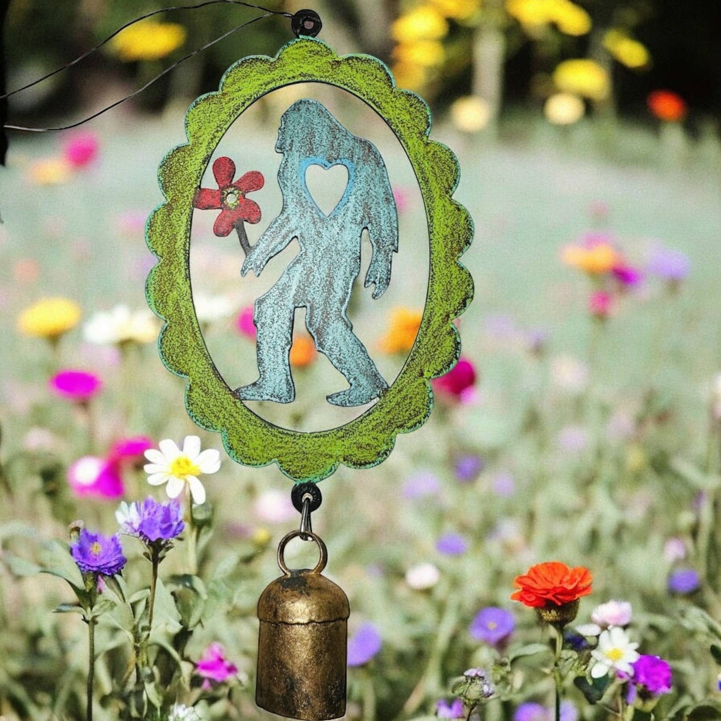 Bigfoot Flower Wind Chime Sasquatch bell Yeti Northwest souvenir  