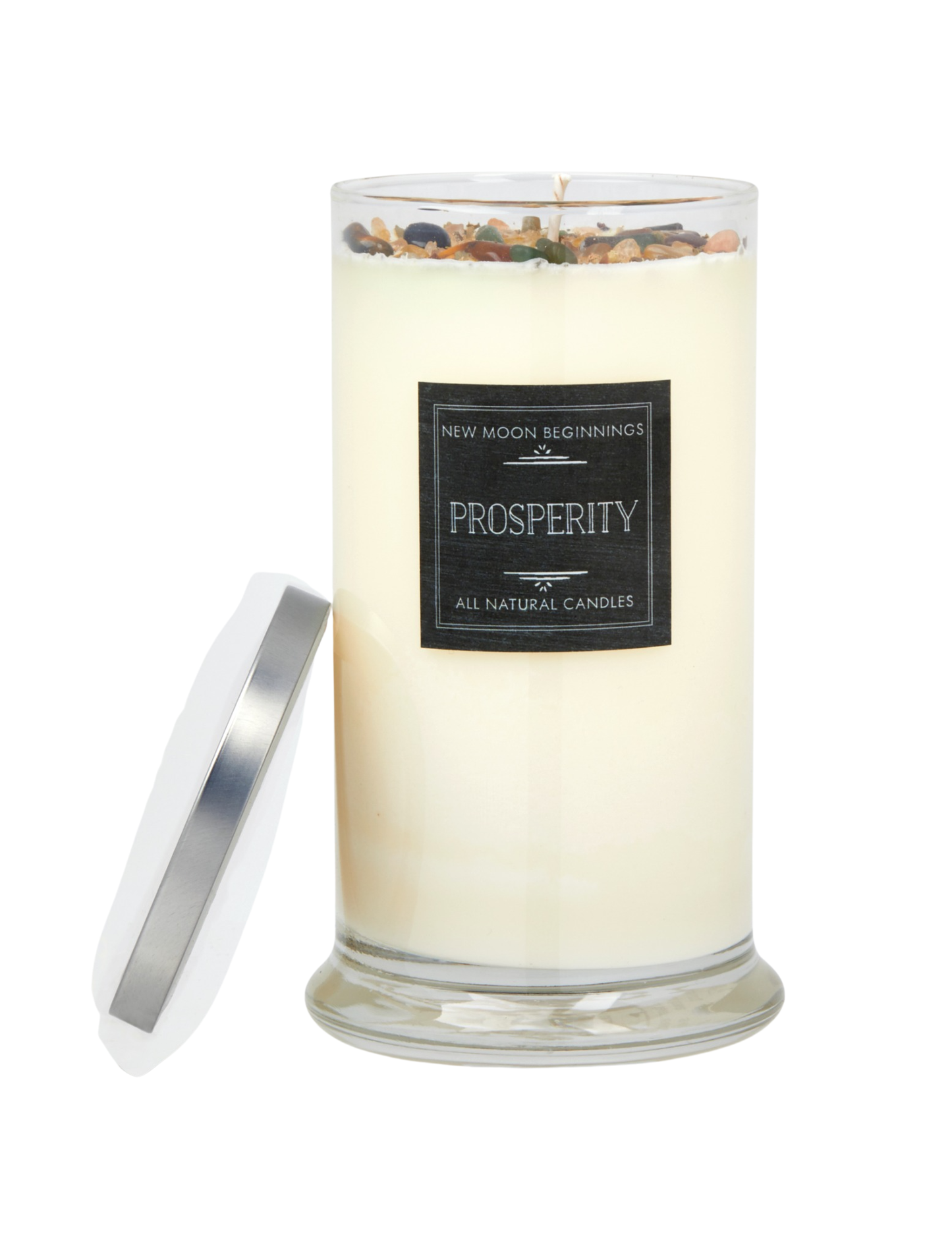 Prosperity Candle Round Tin - Soy Candles - Herb & Crystal Candle