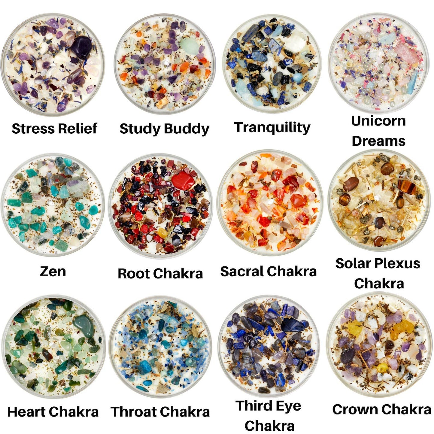 Crystal Cleansing Candles, Energy Candles 12oz Soy Candles Handmade