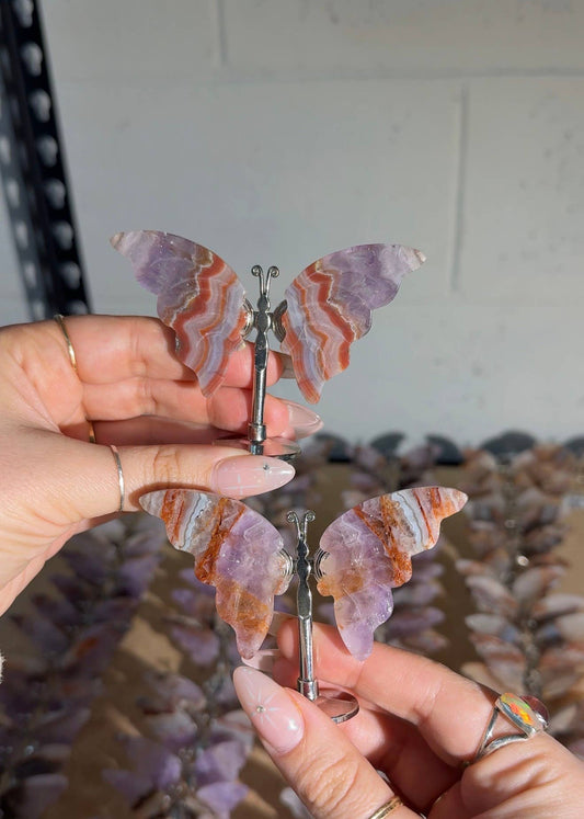 Amethyst Lace Agate Crystal Butterfly- Spirituality