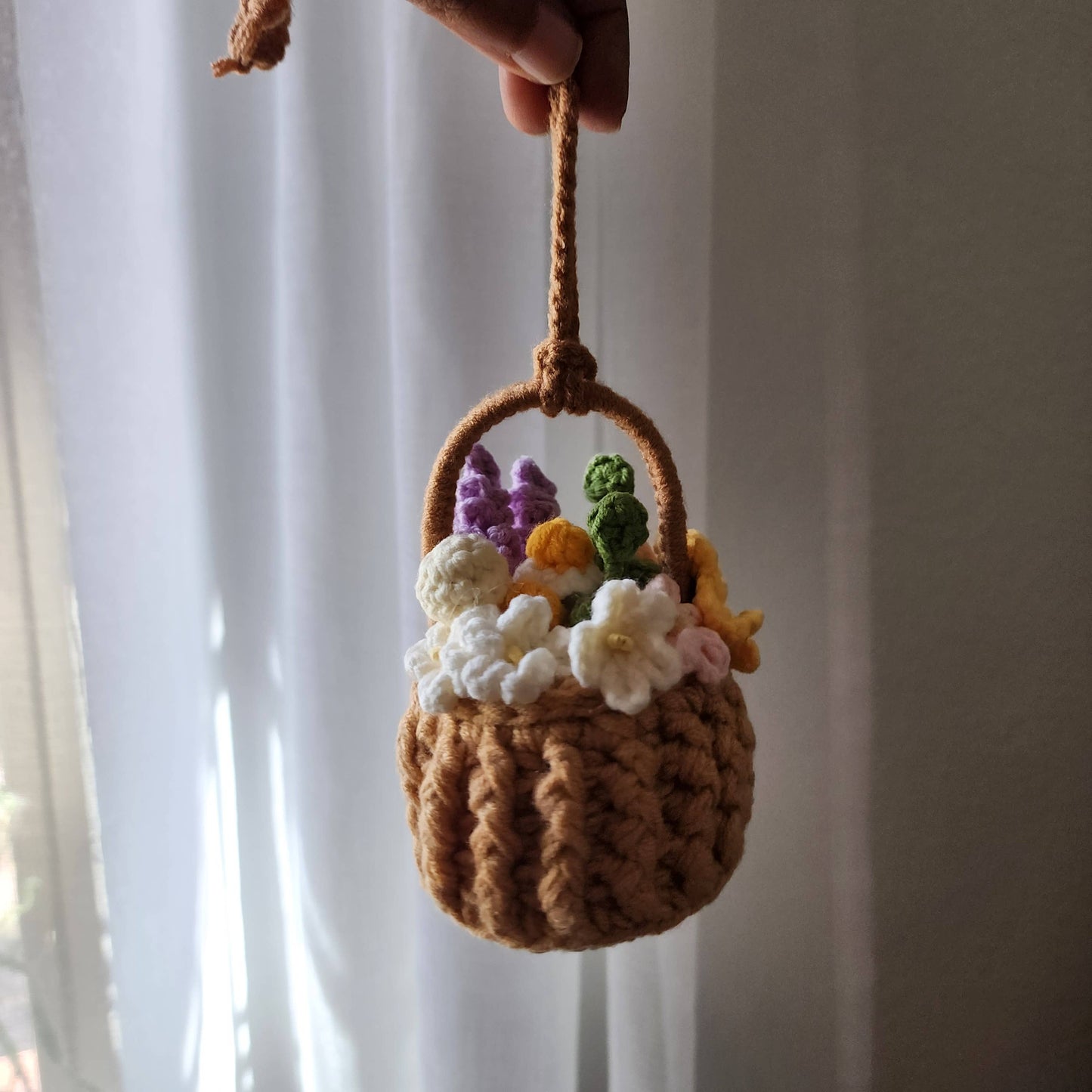 Crochet Floral Hanging Basket | Handmade Boho Home Décor