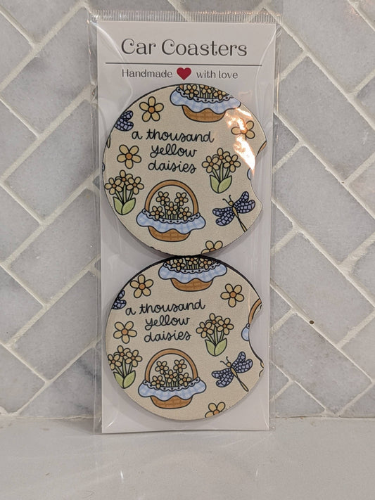 Thousand Yellow Daisies Car Coasters