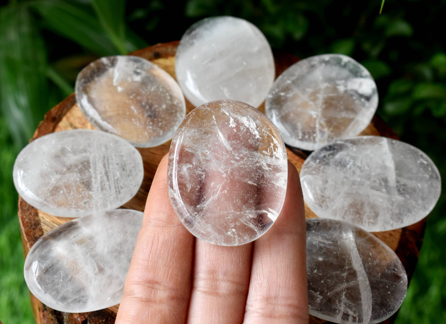 Crystal Quartz Worry Stone, Natural Palm Stone