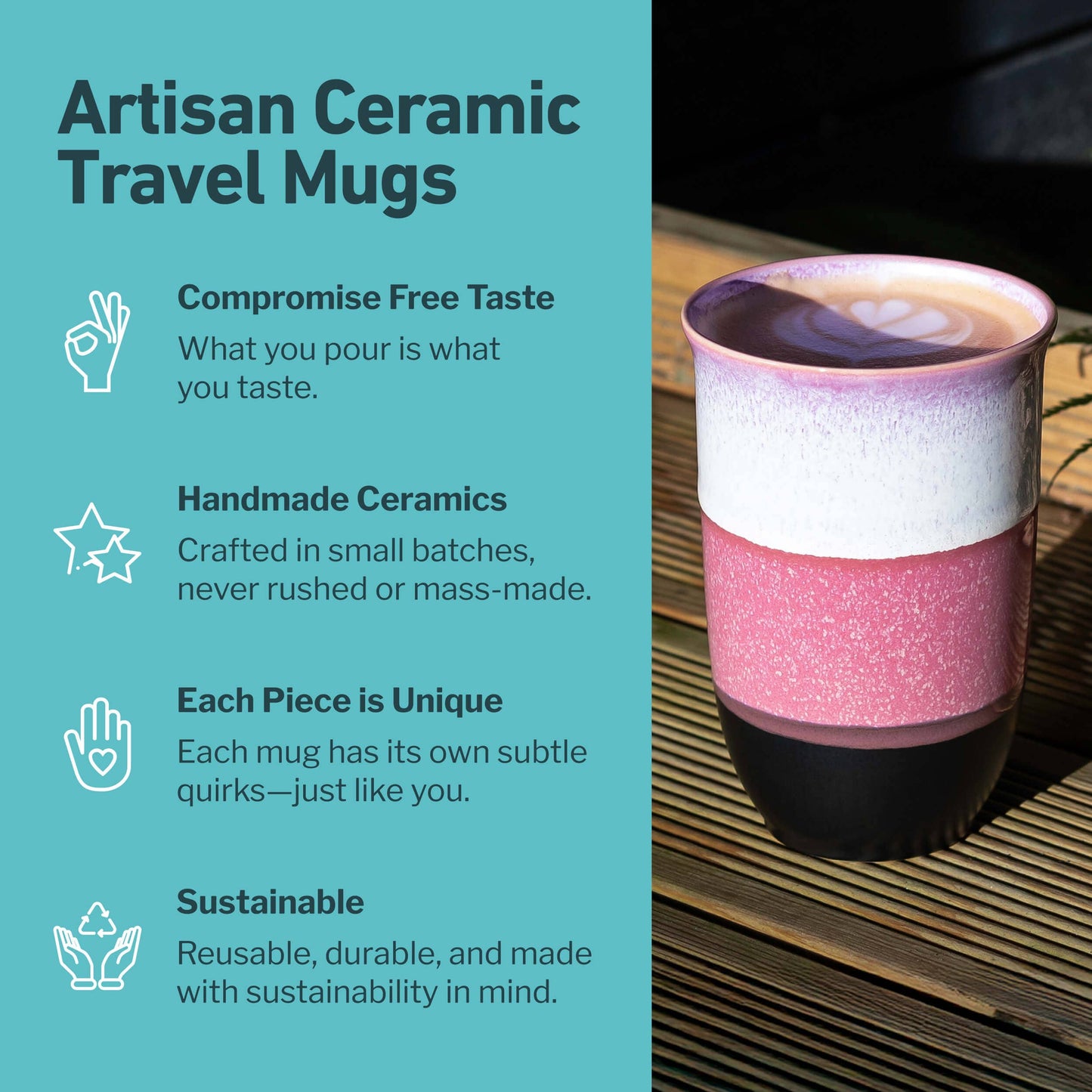 Eclipse 12oz Ceramic Travel Mug – (Includes Lid & Band)