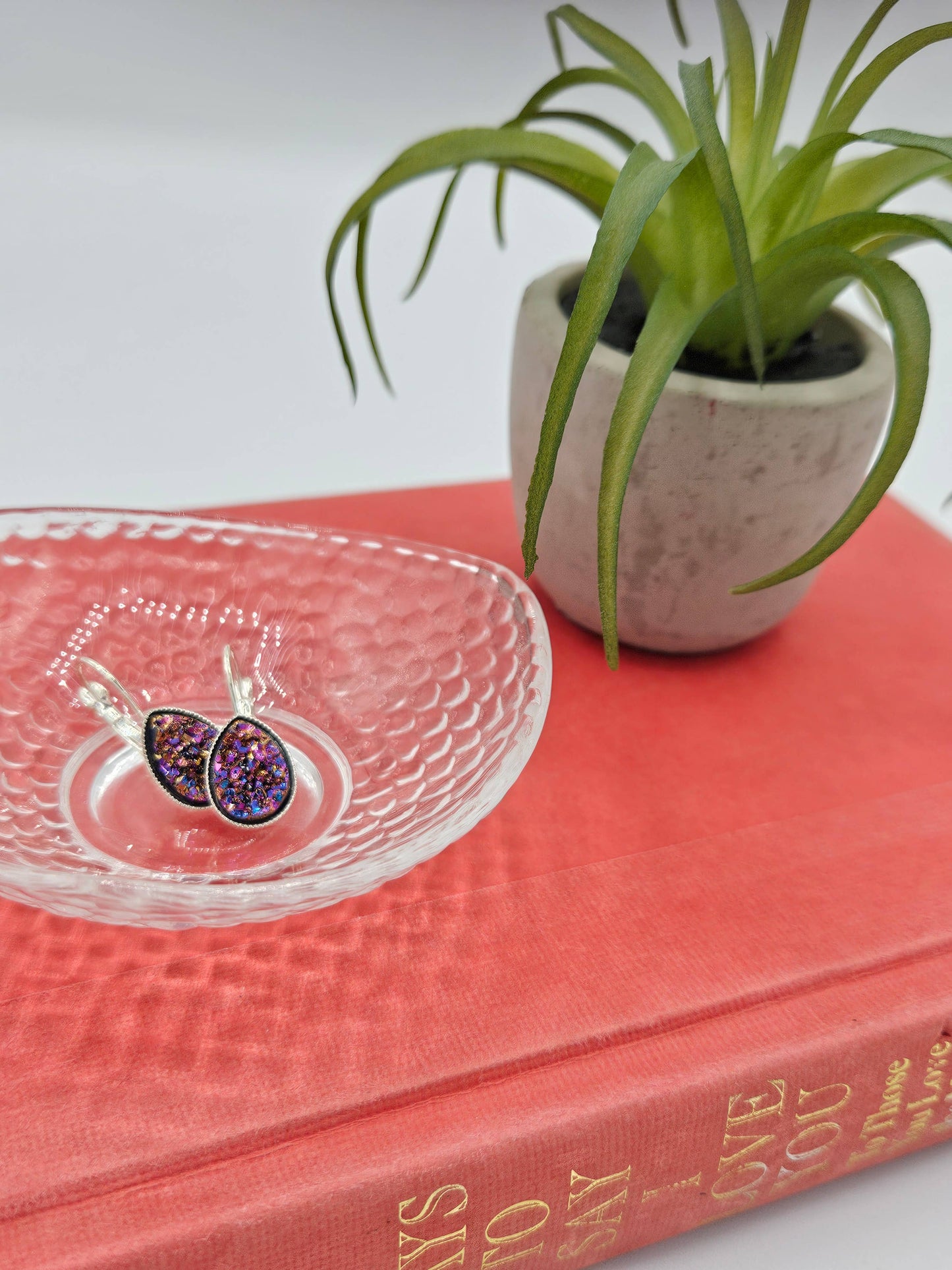 Druzy Teardrop Dangle Earrings (Handmade)- Multi-color