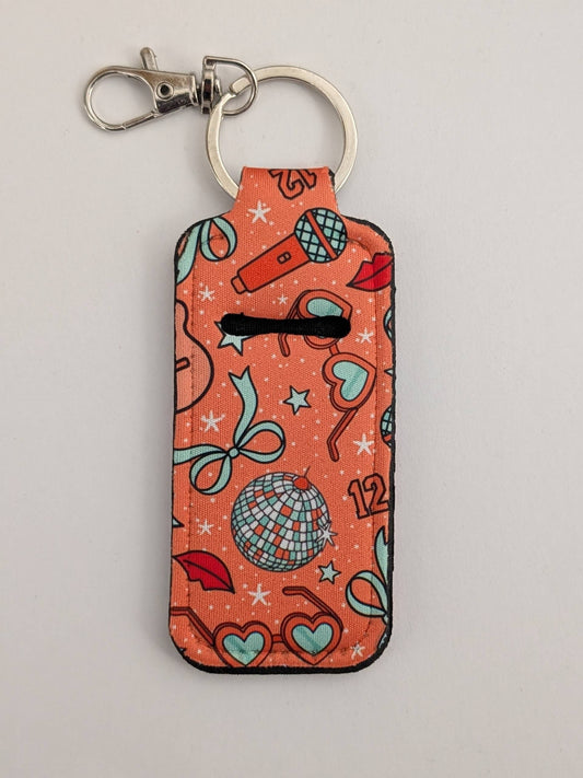 Orange Show Doodle Lip Balm Chapstick Keychain Holder