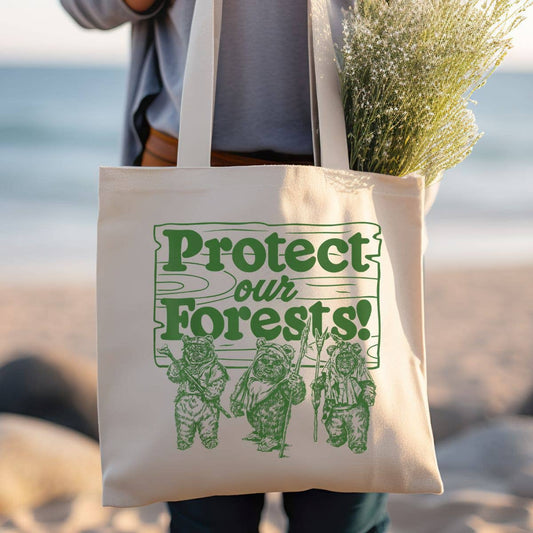 Protect Our Forests Cute Wildlife Funny Canvas Tote Bag
