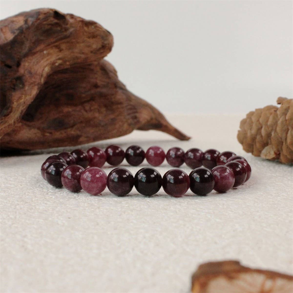 Cherry Red Garnet Beaded Bracelet_CWMM11319