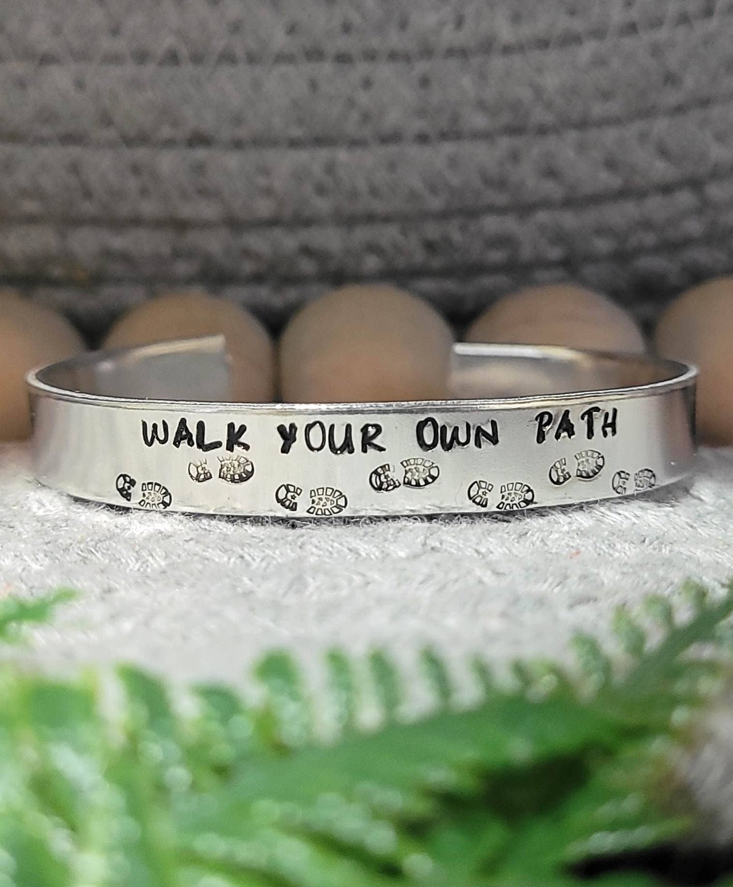 Walk your own path aluminum cuff