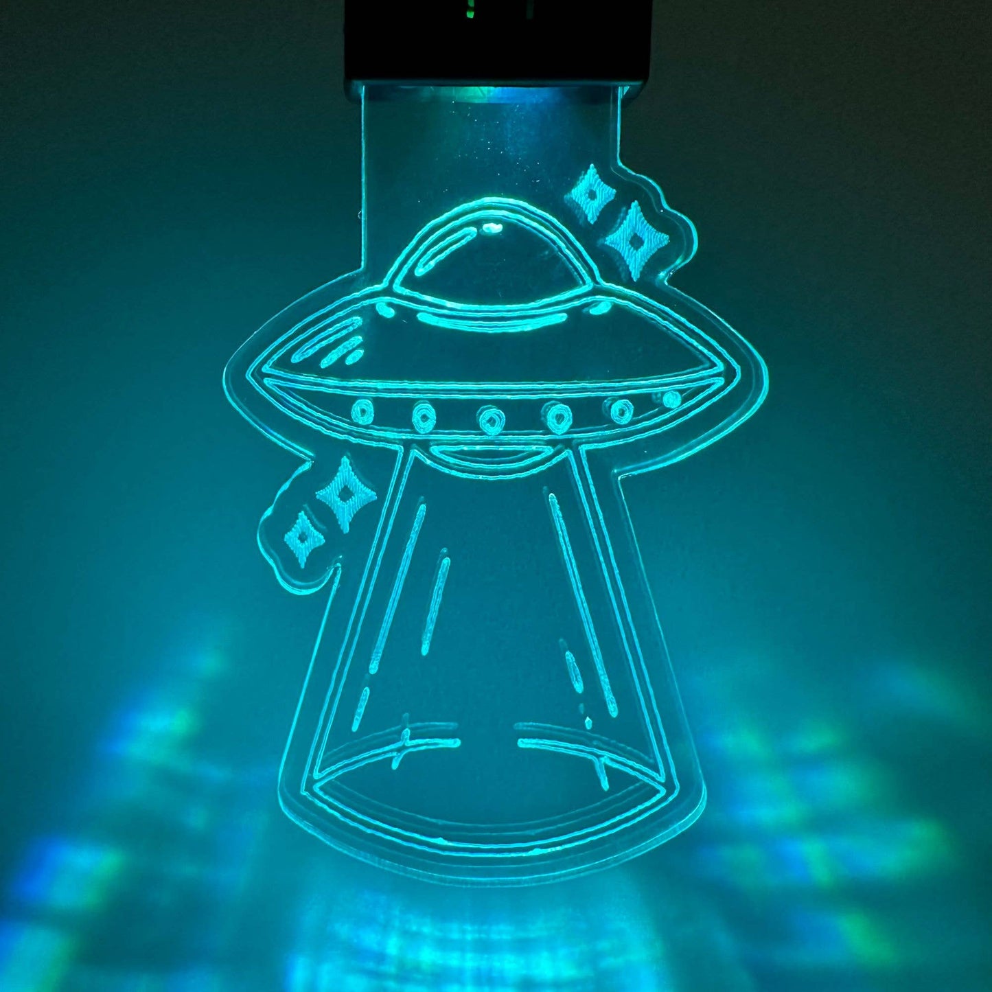 UFO Alien Ship LED Keychain with Clip