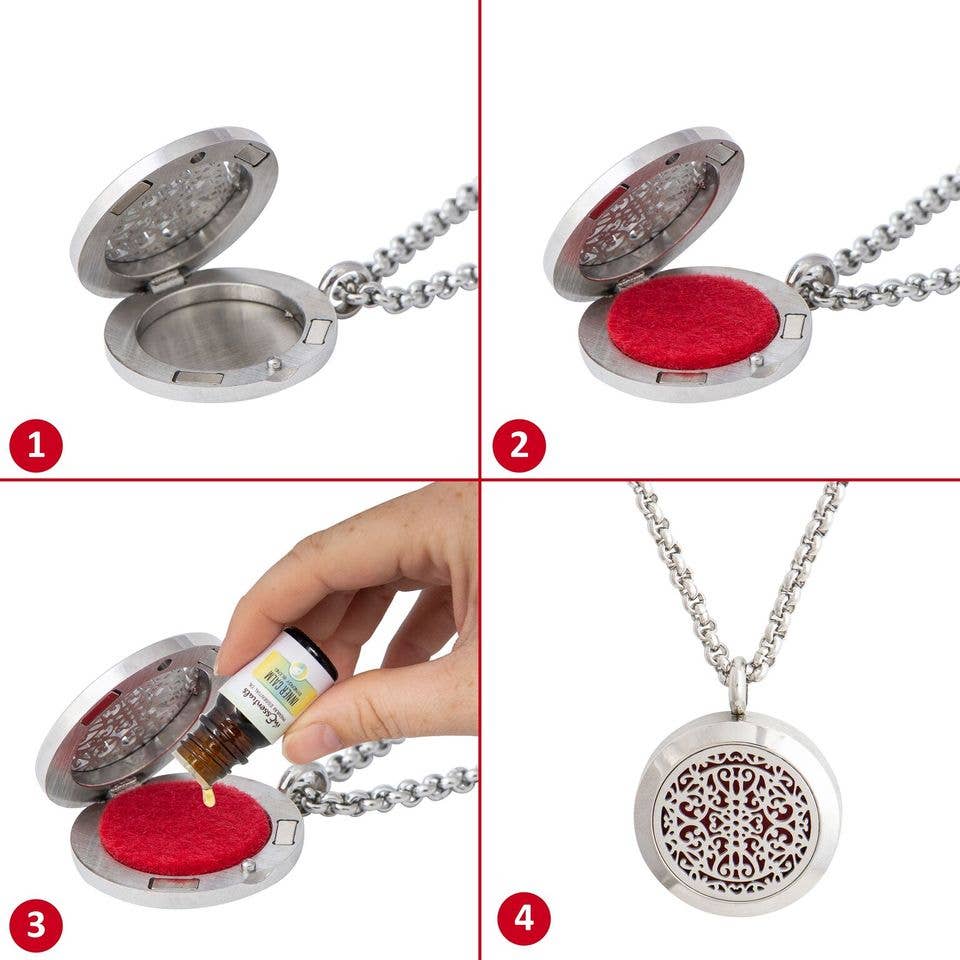 Wrought Iron Design Necklace Diffuser With 4 Oils