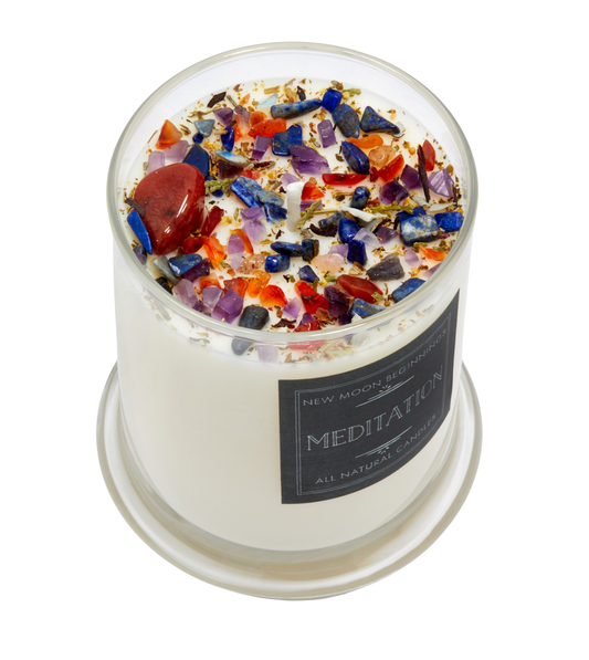 Meditation Candle - Herb, Flower, & Crystal Candles