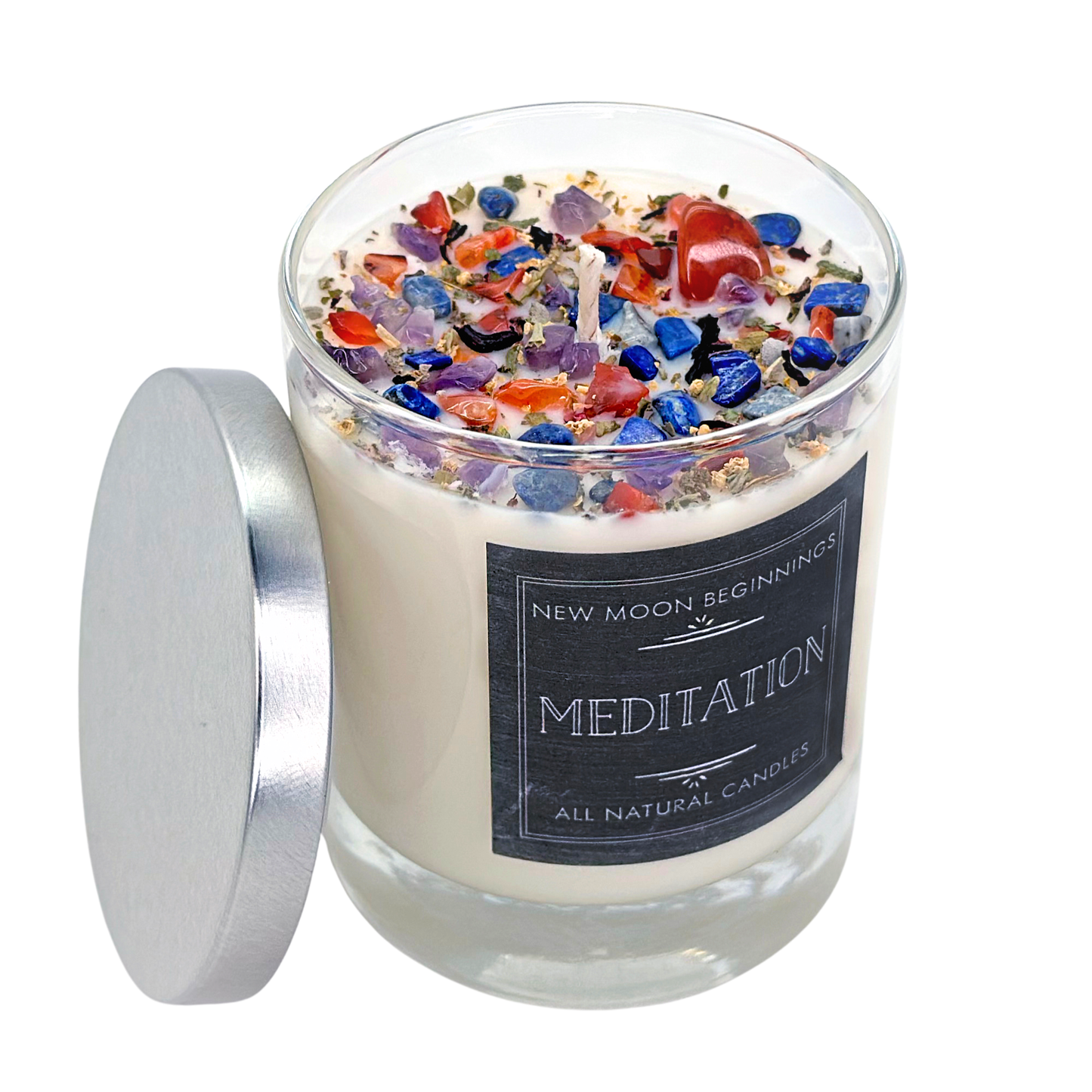 Meditation Candle - Herb, Flower, & Crystal Candles